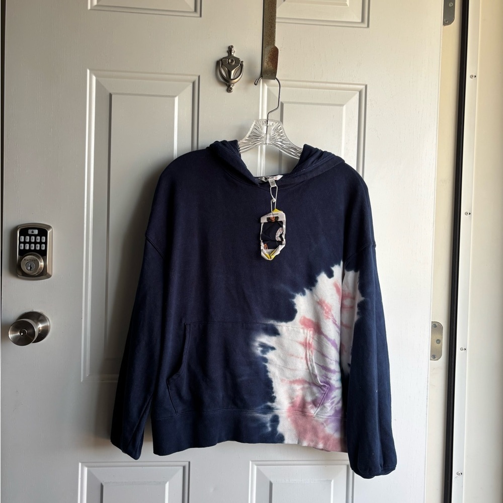 Wildfox Tie-Dye Hoodie - Navy, white, purple, pink and green. Size Medium